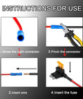 Instructions for using 16 Pack Car Add A Circuit Fuse Tap Kit With Four Tap Types Standard Mini Micro2 And Low Profile 12V Fuse Taps