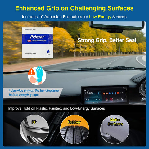 Display of primer for Heavy Duty Double Sided Tape With Automotive Grade Bond, Waterproof Foam Mounting Tape 0.98 Inch By 18 Feet.