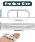 Product dimensions of Adhesive Cabinet Handles 2 Pack 5.8 Inch No Drill Push Pull Self Stick Installation, shown in hand and diagram.