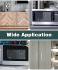 Adhesive Cabinet Handles 2 Pack 5.8 Inch No Drill Push Pull Self Stick Installation shown on cabinets and appliances for versatile use