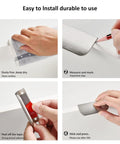 Edge Finger Pulls for Cabinets Brushed Nickel 3.15 Inch Pack of 5 Peel and Stick No Drill installation steps, showing adhesive use.