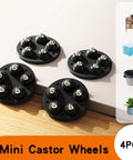 Self Adhesive Mini Caster Wheels 360 Degree Swivel Mute Universal Wheel Rollers For Kitchen Appliances Black 4 Pack