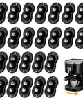 24 Pcs Self Adhesive Caster Wheels 360 Degree Swivel Silent Rollers Set for appliances and storage boxes, black with steel ball, with coffee maker