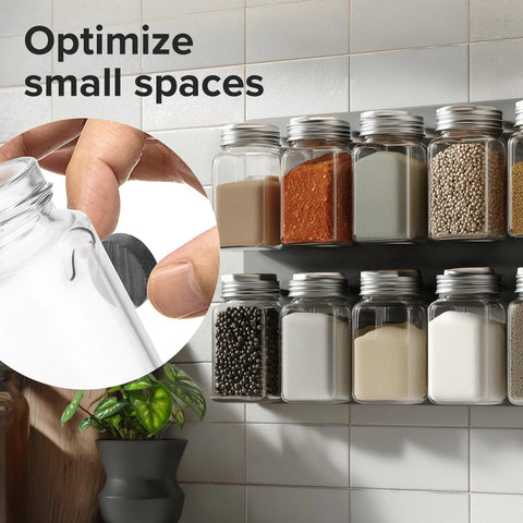 Heavy Duty Ceramic Round Magnets With Adhesive Backing 100 Pack 0.7 x 0.12 In used to organize spice jars on fridge