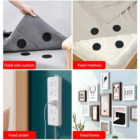 One Inch Round Hook And Loop Dots Self Adhesive Fasteners 24 Pairs Double Sided Nylon Sticky Dots Black used on sofa, mattress, socket, frames