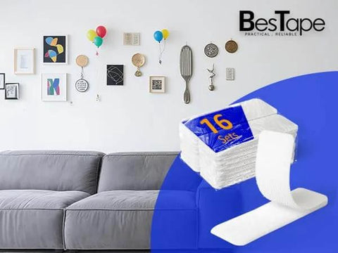 Heavy Duty Adhesive Hook And Loop Tape Strips 16 Sets 1 By 3 Inch Double Sided Fasteners With Strong Back Adhesive Residue Free