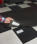 Heavy Duty No Nail Stick On Adhesive Strips For Hassle Free Quick Mounting Indoor Outdoor Use 4 Inch By 2 Inch 2 Pack Holds Up To 10 Lbs On Smooth Surfaces Great For Plastic Metal Painted Wallboard being used to secure a mat on tile floor