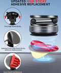 Six Pack Dash Cam Adhesive Pads Set For Mounting Heat Resistant Double Sided Tape shown with installation steps