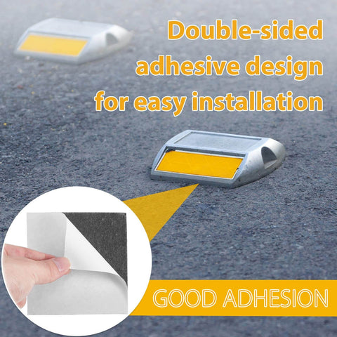 20 Pcs Adhesive Pads For Road Reflectors on asphalt; features double-sided design highlighting strong adhesive