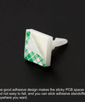 Sticky PCB Spacer Kit With 24 Adhesive Standoffs 0.37 Inch Height Insulated White Mounts shown with adhesive backing