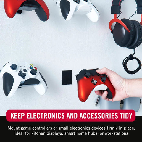 Heavy Duty Adhesive Squares For Wall Mounting And Crafts Built To Hold Up To 10 Pounds With Stick Like Crazy Industrial Strength Hook And Loop Fasteners For Metal Glass Plastic And Painted Drywall By Velcro Brand, holding gaming controllers on wall.