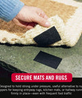 Heavy Duty Adhesive Squares For Wall Mounting And Crafts Built To Hold Up To 10 Pounds With Stick Like Crazy Industrial Strength Hook And Loop Fasteners For Metal Glass Plastic And Painted Drywall By Velcro Brand showing application under a rug.