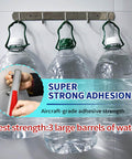Ultra Strength Heavy Duty Double Sided Tape With Industrial Adhesive Waterproof Foam Mounting Tape holding water bottles to wall hook.