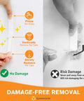 Illustration of damage-free removal using Picture Hanging Strips 40 Strips 20 Pairs Damage Free Removal Wall Hangers Without Nails Adhesive Strips.