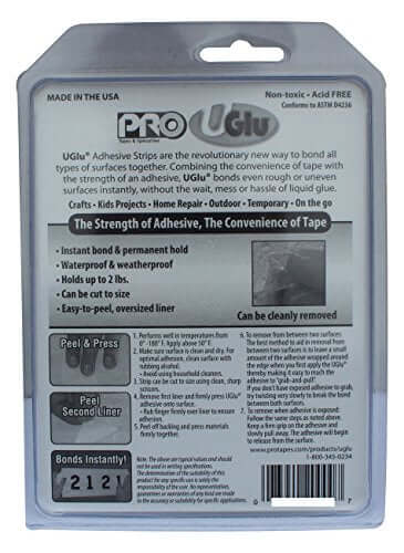 Back view of Double-Coated Rubber Adhesive Tape Family Pack With Instant Bond And Permanent Hold, Waterproof packaging details.