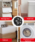 Image showing storage box, trash can, cabinet, and household electric appliance with self adhesive caster wheels for carpet and large appliances.
