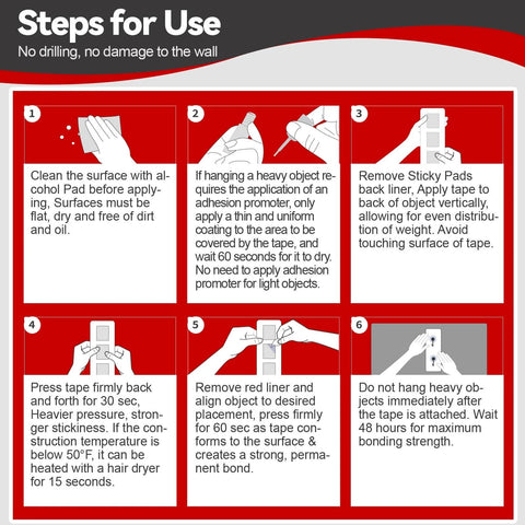 Installation steps for using Beefy Heavy Duty Double Sided Car Tape High Temperature Resistant Mounting Tape 19.7 Ft Long By 0.6 Inch Wide 2 Rolls