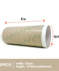 Double Sided Adhesive Transfer Tape Sheet Roll 8 Inch Wide By 15 Feet, 468MP Heavy Duty High Performance Acrylic Bond
