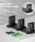 Sliding Closet Door Floor Guide 3-Roller Design with screws and plugs, black aluminum material, double-bypass door floor mount