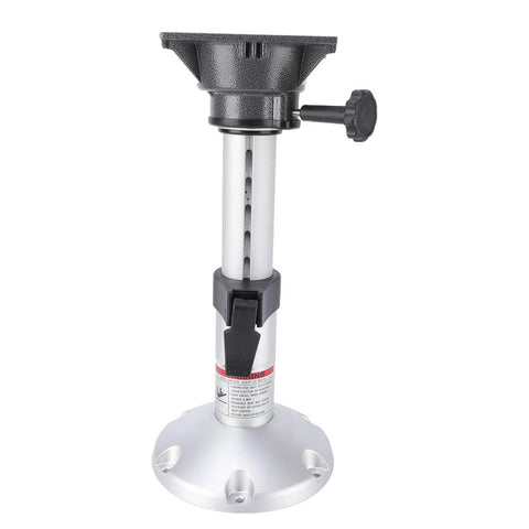 Eminchu aluminum adjustable-height boat seat pedestal, 13–18 in, locking knob, 360° rotation, round base.