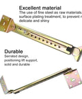 10-Gear Adjustable Angle Hinge 2PCS Heavy Duty Lift Rod Mechanism for Desks, showing serrated steel design and plating