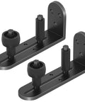 Sliding Barn Door Floor Guide With Adjustable Rollers And Hardware, Flush Flat Bottom Design With Rounded Edge, Durable Solid Aluminum