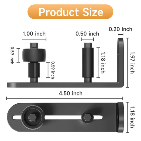 Sliding Barn Door Floor Guide With Adjustable Rollers And Hardware, Flush Flat Bottom Design, Solid Aluminum