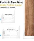 Sliding Door Guide Set With Adjustable Barn Door Hardware Floor And Wall Mount POM Plastic installed with wooden door.