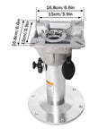 KMLai adjustable boat seat pedestal, marine-grade stainless steel with locking knob and round base.