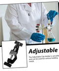 2 Pack Boss Head Clamps for Right Angle Lab Stands Heavy Duty Zinc Alloy Clamp Poles Adjustable Clips in use with lab setup