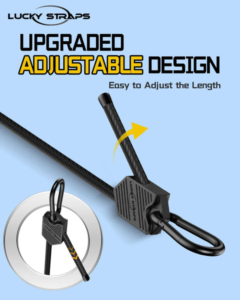 Close-up of upgraded adjustable design on Set of 8 Adjustable Carabiner Bungee Cords 7 to 48 Inches, 5/16 Inch Diameter, UV Resistant