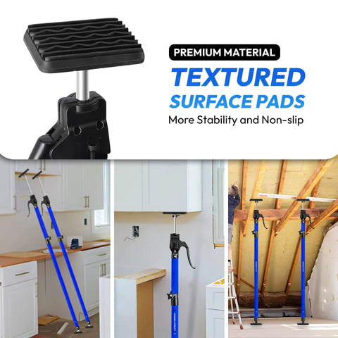 Adjustable Cabinet Jacks for Installing Cabinets 45.3-114.2 Inches 2 Pack Heavy Duty 200 lb Metal with Swivel Non-Slip Pads in use