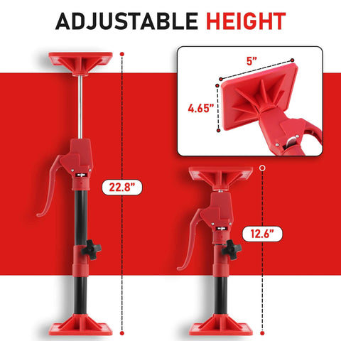 Cabinet Jacks Support Pole for Installing Cabinets Steel 11.8" to 23.5" 3rd Hand System, adjustable telescopic design, red