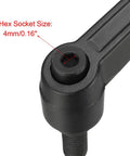 Close-up of the hex socket size 4mm on 2pcs Adjustable Clamping Lever Handle M8 x 20mm Metric Black Oxide Carbon Steel Male Threaded