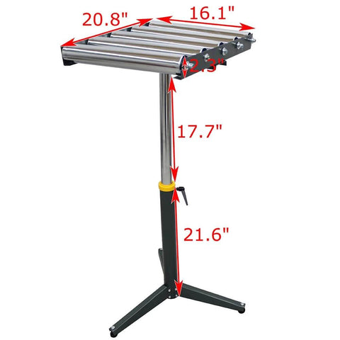 Front view of ✝️ 5-Roll Adjustable Height Conveyor Stand - 250 lbs Capacity, 23.9"-41.6" Height Range, Chrome-Plated Rollers, 1-pack