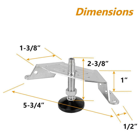 Heavy Duty Corner Leveling Feet 4 Pack For Cabinets And Furniture, Adjustable Nylon Foot Levelers With M10 Bolts dimensions