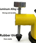 Close-up of Adjustable Height Countertop Leveler Pro with aluminum alloy nut and rubber thimble; vacuum suction grip for stone surfaces.