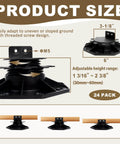 Adjustable Deck Support Pedestal Kit With 24 Pack Foundation Blocks for Decks Joists and Flooring, height adjustable 1-3/16" to 2-3/8"