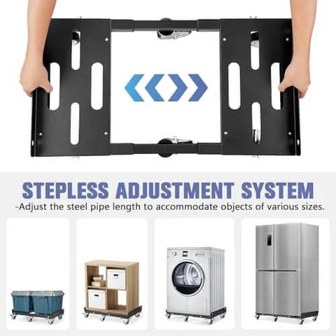 Hands adjusting 2000LBS Heavy Duty Moving Dolly with 6 Swivel Wheels, Furniture Dolly with 100% Thicken Steel Frame visible