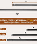 Adjustable Sliding Door Security Bar 17 To 46 Inches Matte Black 1 Inch Diameter With Rubber Tips Spring Loaded Telescopic Rod Easy Rotate Length Adjustment Ideal For Home Window Or Patio Door Security.
