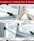 Instructions for installing the Three Pack Adjustable Sliding Door Lock Bar With Removable Y Head And Non Slip Base For Home, Apartment And Travel Use, Length Adjustable Pin For Precise Fit, Supports Up To 400 Pounds, Two In One Design For Hinged Doors, Sliding Doors, And Windows.