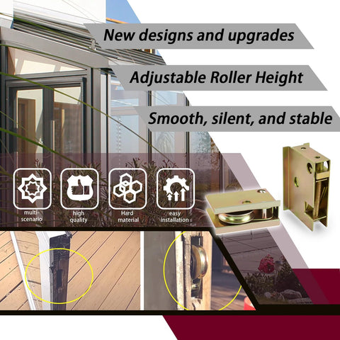 Sliding Patio Door Rollers Compatible With Aluminum Doors Made After 1992 1996, 1-1/2 Inch Steel Ball Wheel Bearing, Adjustable