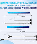 Diagram of 2 In 1 Door Security Bar And Sliding Door Lock Bar Heavy Duty Adjustable Jammer For Apartment Home White showing adjustable lengths from 18 to 44.69 inches.