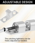 Adjustable design of 12Pcs Double Ball Tension Roller Cabinet Catch Latch Set 70mm Solid Brass Hardware with silver finish.