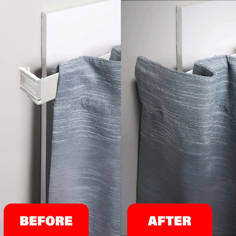 2.5 Inch Pocket Rod Brackets For Drapery Adjustable 3.5 To 6 Inch Clearance Universal Fit Before and After Installation