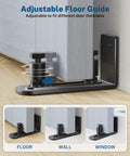 Adjustable floor guide of Sliding Barn Door Hardware Kit - 5 FT Heavy Duty Steel Rail, shown with wall mounting option