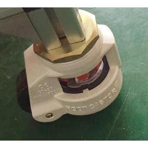 Close-up of ✝️ 2.36" inch Adjustable Height Floor Lock Heavy Duty Caster Wheel 60mm - M12 Threaded stem on green surface.