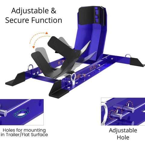 Universal Wheel Chock for Motorcycle Stand for Trailer Storage Adjustable Foldable Detachable Blue by Grand Pitstop