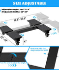 1500 lb adjustable furniture dolly with heavy duty iron frame, expandable length and width, showing adjustable measurements