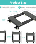Heavy duty adjustable furniture moving dolly set of 2 with 4 swivel caster wheels, wood and metal flat dollies, product size overview.